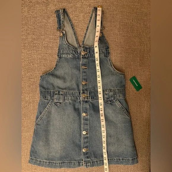 FREE PEOPLE EDDIE DENIM OVERALL MINI DRESS SKIRTALL XS NWT - Picture 13 of 15